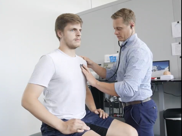 Dr. Keiser performing a neurological examination